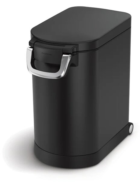 Simplehuman kontejner na 25 L granulí, 11-13 kg suchého krmiva, vzduchotěsný, černá ocel
