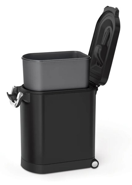 Simplehuman kontejner na 25 L granulí, 11-13 kg suchého krmiva, vzduchotěsný, černá ocel