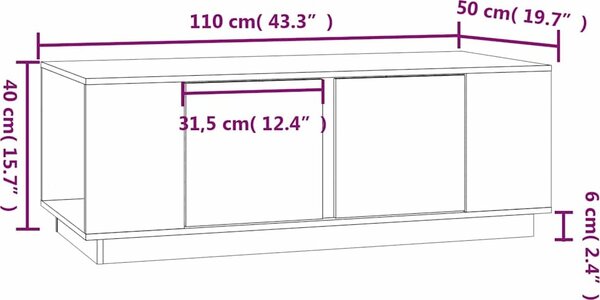 VidaXL Konferenční stolek 110x50x40 cm masivní borové dřevo [814432] Barva: Přírodní