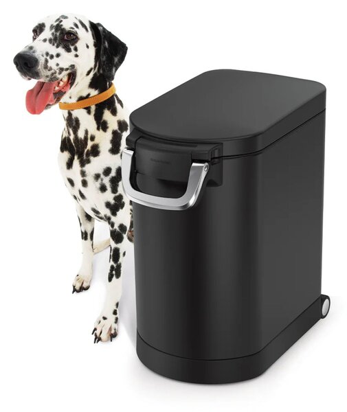 Simplehuman kontejner na 25 L granulí, 11-13 kg suchého krmiva, vzduchotěsný, černá ocel