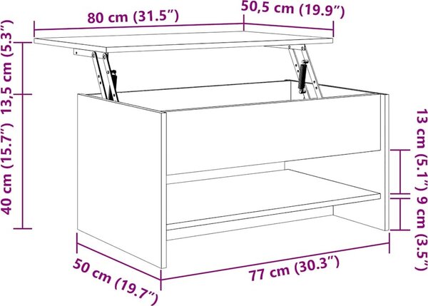 VidaXL Konferenční stolek 80 x 50 x 40 cm kompozitní dřevo [809656] Barva: dub sonoma
