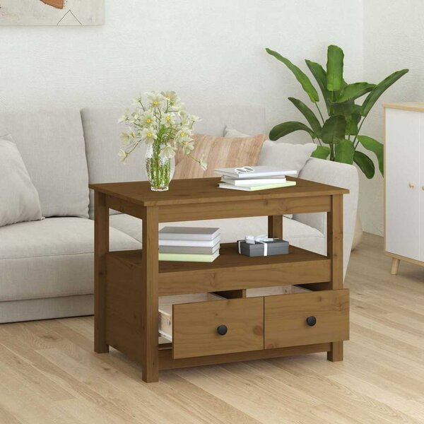 VidaXL Konferenční stolek 71 x 49 x 55 cm masivní borové dřevo [820939] Barva: Šedá