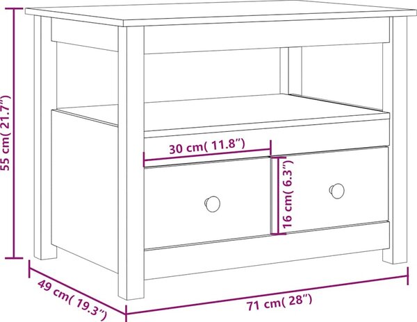 VidaXL Konferenční stolek 71 x 49 x 55 cm masivní borové dřevo [820939] Barva: Šedá