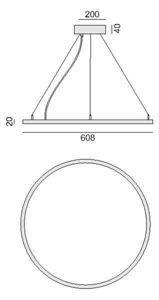 ZAHO Závěsné LED svítidlo BROOKLYN, 43W, ø 608 mm Barva: Bílá, Teplota světla: 3000K - teplá bílá, Stmívání, řízení: ON/OFF (bez stmívání)