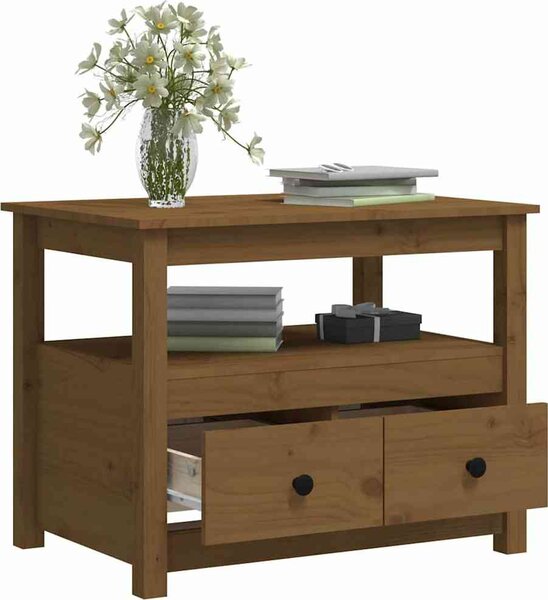 VidaXL Konferenční stolek 71 x 49 x 55 cm masivní borové dřevo [820939] Barva: Šedá