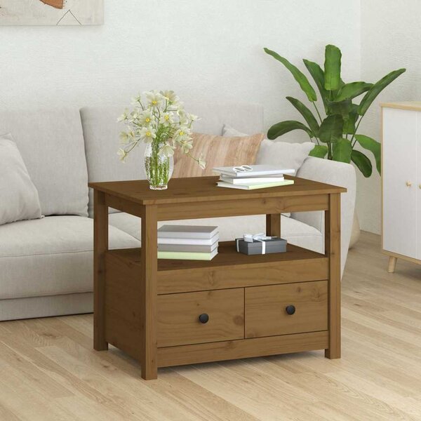 VidaXL Konferenční stolek 71 x 49 x 55 cm masivní borové dřevo [820939] Barva: Šedá