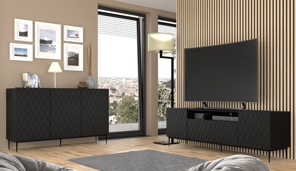 BIM TV stolek Diuna 193 cm, černý mat + černá