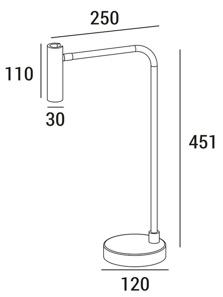 ZAHO Stolní LED lampa RID DL1, 6W, v. 451 mm, 55° Barva: Bílá, Teplota světla: 3000K - teplá bílá