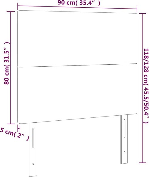 VidaXL Čelo postele 90x5x118/128 cm látkové [3116041] Barva: Tmavě šedá