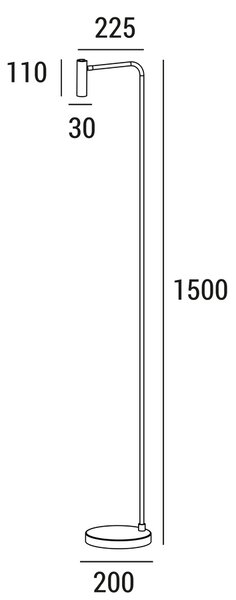 ZAHO Stojací LED lampa RID FL1, 6W, v. 1500 mm, 55° Barva: Bílá, Teplota světla: 3000K - teplá bílá, Stmívání, řízení: ON/OFF (bez stmívání)