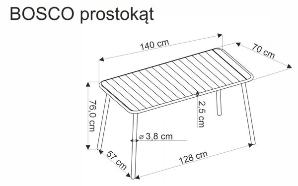 Halmar Zahradní stůl BOSCO 140x70 černý