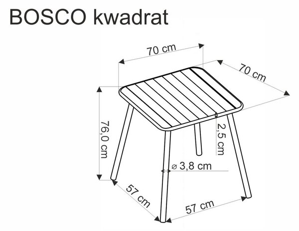 Halmar Zahradní stůl BOSCO 70x70 bílý