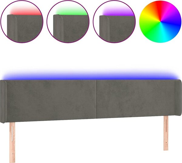 VidaXL Čelo postele s LED 163 x 16 x 78/88 cm samet [3123014] Barva: Tmavě šedá