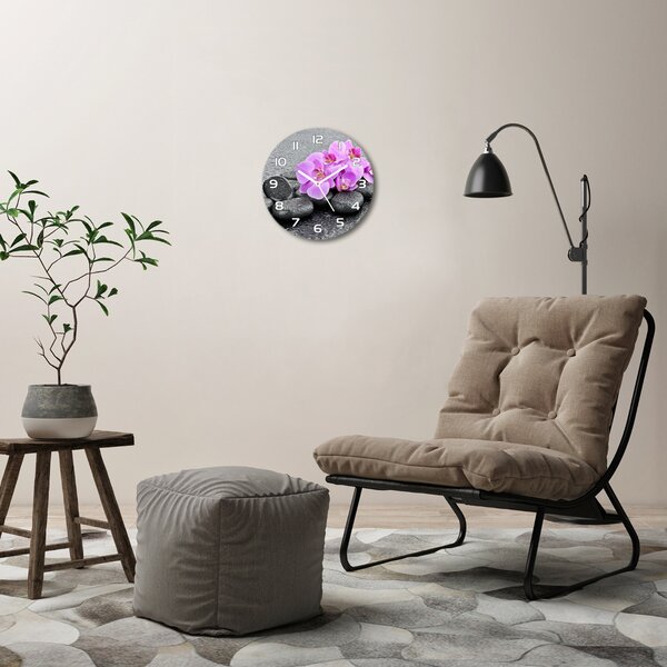 Skleněné hodiny kulaté Orchidej a kamení pl_zso_30_f_69189175