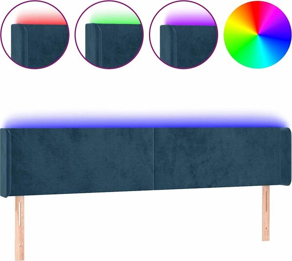VidaXL Čelo postele s LED 163 x 16 x 78/88 cm samet [3123014] Barva: Tmavě šedá