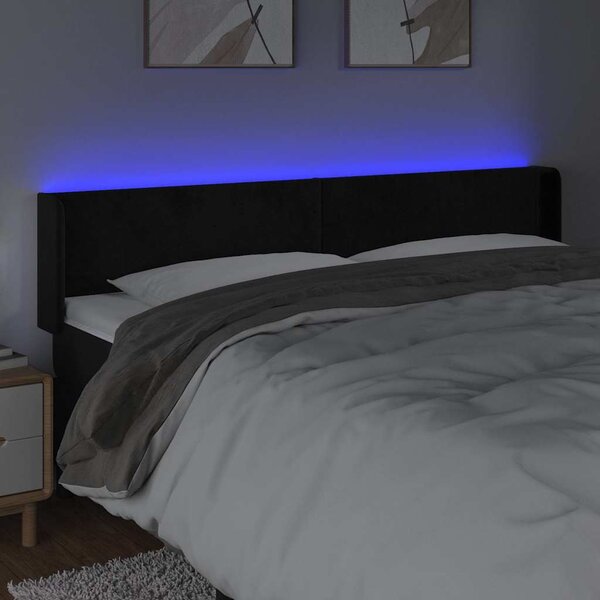 VidaXL Čelo postele s LED 163 x 16 x 78/88 cm samet [3123014] Barva: Tmavě šedá
