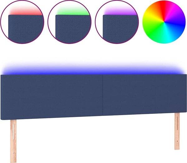 VidaXL Čelo postele s LED 200x5x78/88 cm textil [3121355] Barva: Modrá