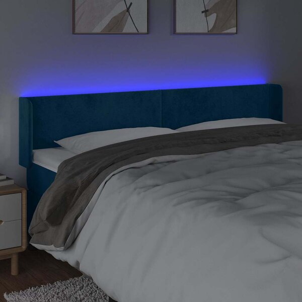 VidaXL Čelo postele s LED 163 x 16 x 78/88 cm samet [3123014] Barva: Tmavě šedá