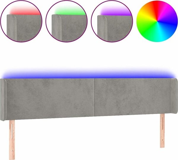 VidaXL Čelo postele s LED 163 x 16 x 78/88 cm samet [3123014] Barva: Tmavě šedá