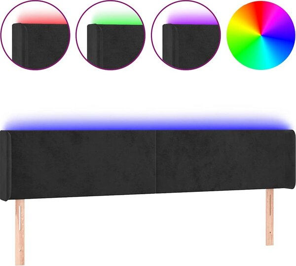 VidaXL Čelo postele s LED 163 x 16 x 78/88 cm samet [3123014] Barva: Tmavě šedá
