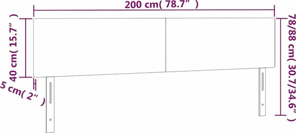 VidaXL Čelo postele s LED 200x5x78/88 cm textil [3121355] Barva: Modrá