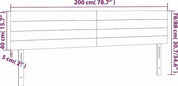 VidaXL Čelo postele s LED 200x5x78/88 cm textil [3121776] Barva: taupe