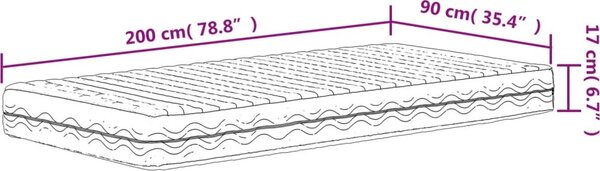 VidaXL Pěnová matrace bílá 90 x 200 cm tvrdost H2 H3 [356341]