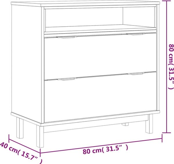 VidaXL Zásuvková komoda FLAM 80 x 40 x 80 cm masivní borové dřevo [357815]