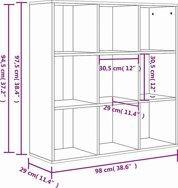 VidaXL Knihovna 98x29x97,5 cm kompozitní dřevo [801129] Barva: kouřový dub