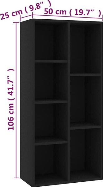 VidaXL Knihovna 50 x 25 x 106 cm dřevotříska [801115] Barva: kouřový dub