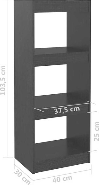 VidaXL Knihovna / dělicí stěna 40x30x103,5 cm masivní borovice [808142] Barva: Šedá