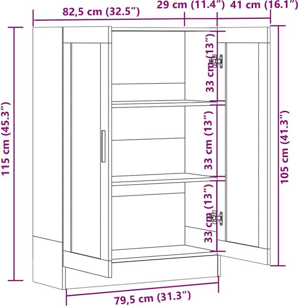 VidaXL Vitrína 82,5 x 30,5 x 115 cm kompozitní dřevo [802755] Barva: Betonová šedá