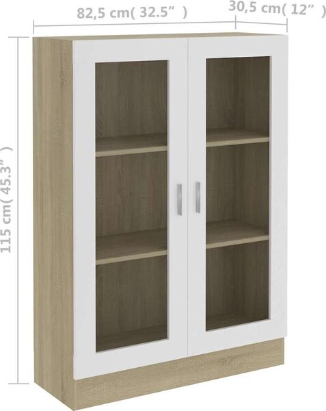 VidaXL Vitrína 82,5 x 30,5 x 115 cm kompozitní dřevo [802755] Barva: Betonová šedá