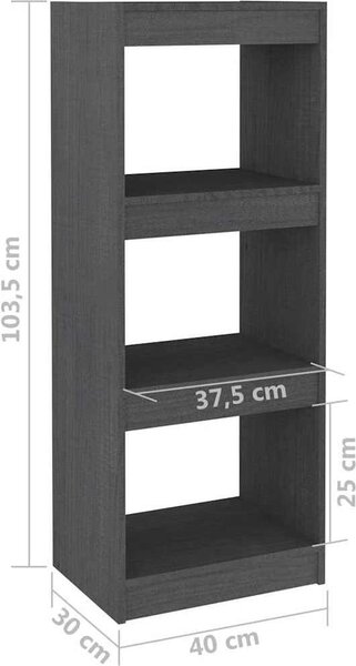 VidaXL Knihovna / dělicí stěna 40x30x103,5 cm masivní borovice [808142] Barva: Šedá