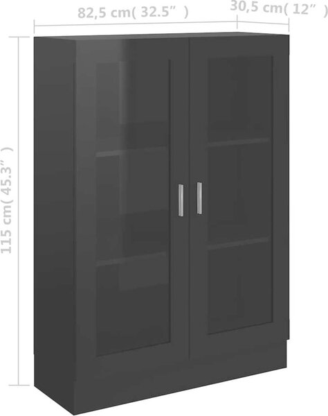 VidaXL Vitrína 82,5 x 30,5 x 115 cm kompozitní dřevo [802755] Barva: Betonová šedá
