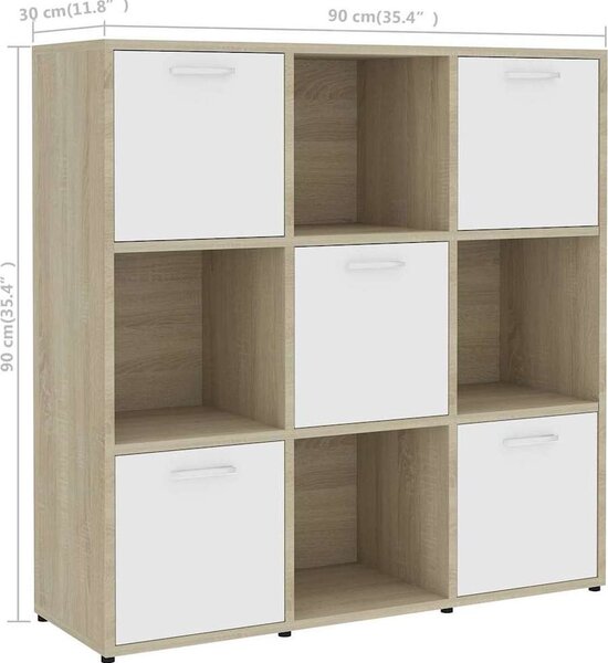 VidaXL Knihovna 90x30x90 cm kompozitní dřevo [802935] Barva: Bílá