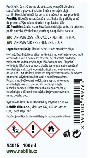 Nobilis Tilia Aroma osvěžovač vzduchu Detox 100 ml
