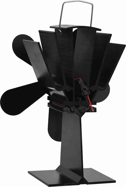 VidaXL Teplem poháněný ventilátor na kamna 5 lopatek černý [51242]