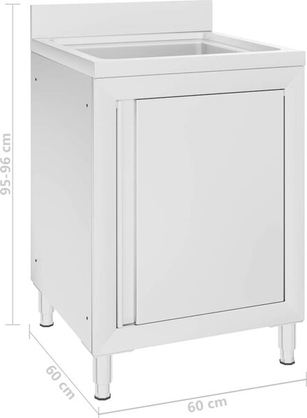 VidaXL Gastro kuchyňská dřezová skříňka 60 x 60 x 96 cm nerezová ocel [147227]