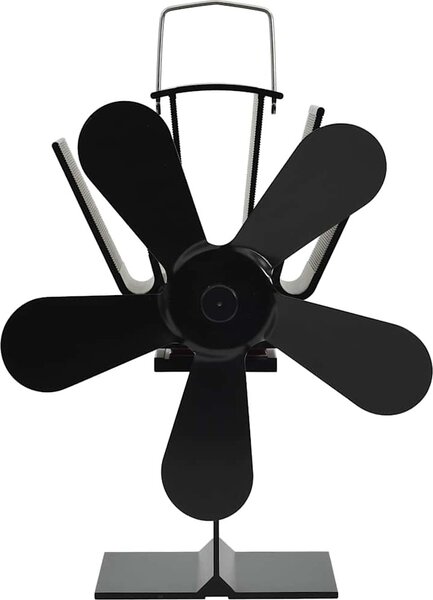 VidaXL Teplem poháněný ventilátor na kamna 5 lopatek černý [51242]
