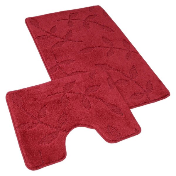 Kvalitex Koupelnová a WC předložka listy vínové SADA 60 x 100 cm + 60 x 50 cm
