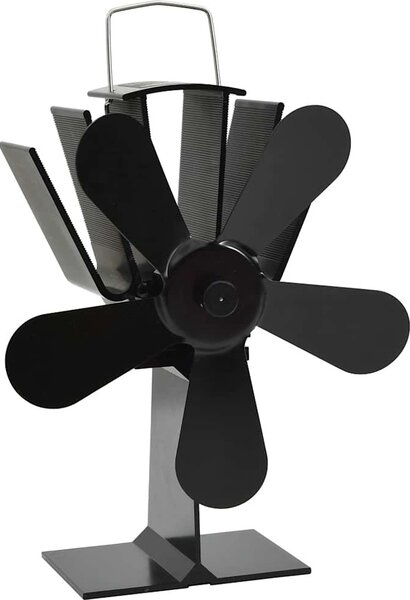 VidaXL Teplem poháněný ventilátor na kamna 5 lopatek černý [51242]