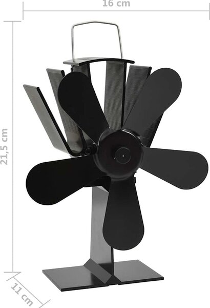 VidaXL Teplem poháněný ventilátor na kamna 5 lopatek černý [51242]
