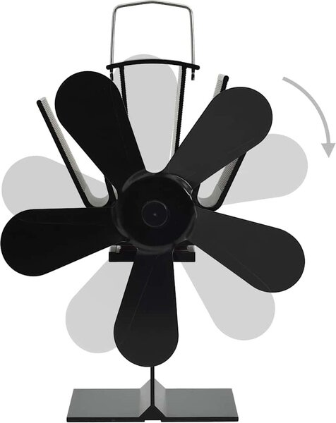 VidaXL Teplem poháněný ventilátor na kamna 5 lopatek černý [51242]