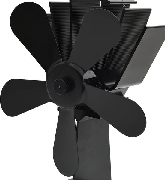 VidaXL Teplem poháněný ventilátor na kamna 5 lopatek černý [51242]