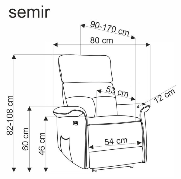 Halmar Relaxační křeslo SEMIR šedé s funkcí rozkládání
