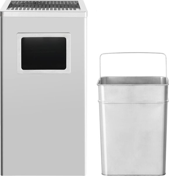 VidaXL Popelník 45 l ocelový [51092] Barva: Stříbrná
