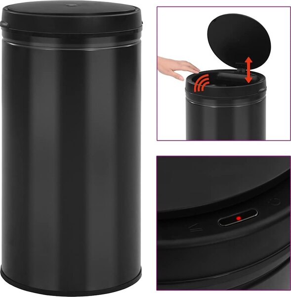 VidaXL Odpadkový koš s automatickým senzorem 60l uhlíková ocel [322695] Barva: Černá