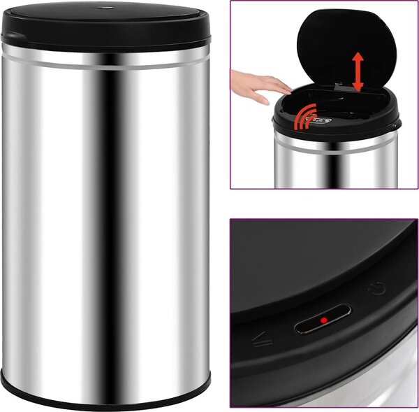 VidaXL Odpadkový koš s automatickým senzorem 60l uhlíková ocel [322695] Barva: Černá