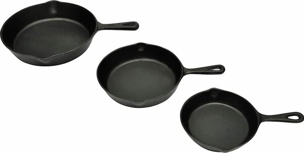 VidaXL Sada 3 BBQ litinových pánví [50122]